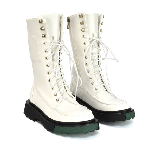 White  Synthetic Leather | XY London | White Boots,White Ankle Boots,White Biker Boots,White Biker Ankle Boots