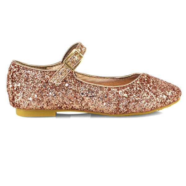 Lucy Flat Buckle Strap Sparkly Diamante Ballerina Pumps Bridal Shoes Glitter