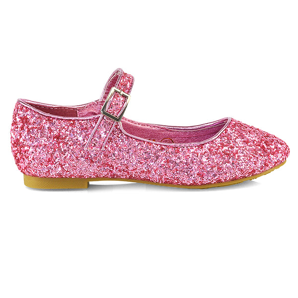 Lucy Flat Buckle Strap Sparkly Diamante Ballerina Pumps Bridal Shoes Glitter