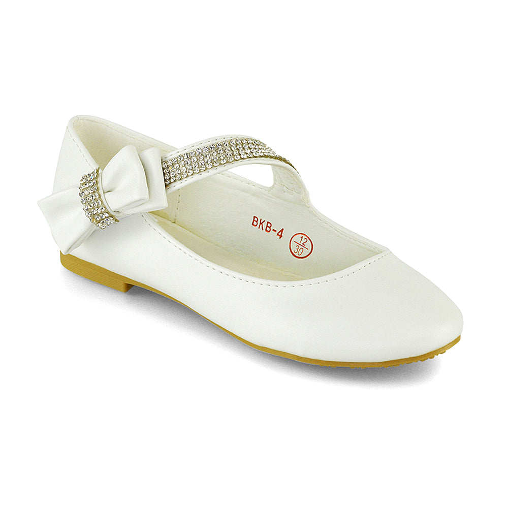  | XY London | diamante strap pumps,white girls ballerina pumps,kids bridal shoes,white pumps