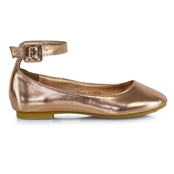 Milo Ankle Strap Buckle up Flat Heel Ballerina Pumps Wedding Bridal Shoes