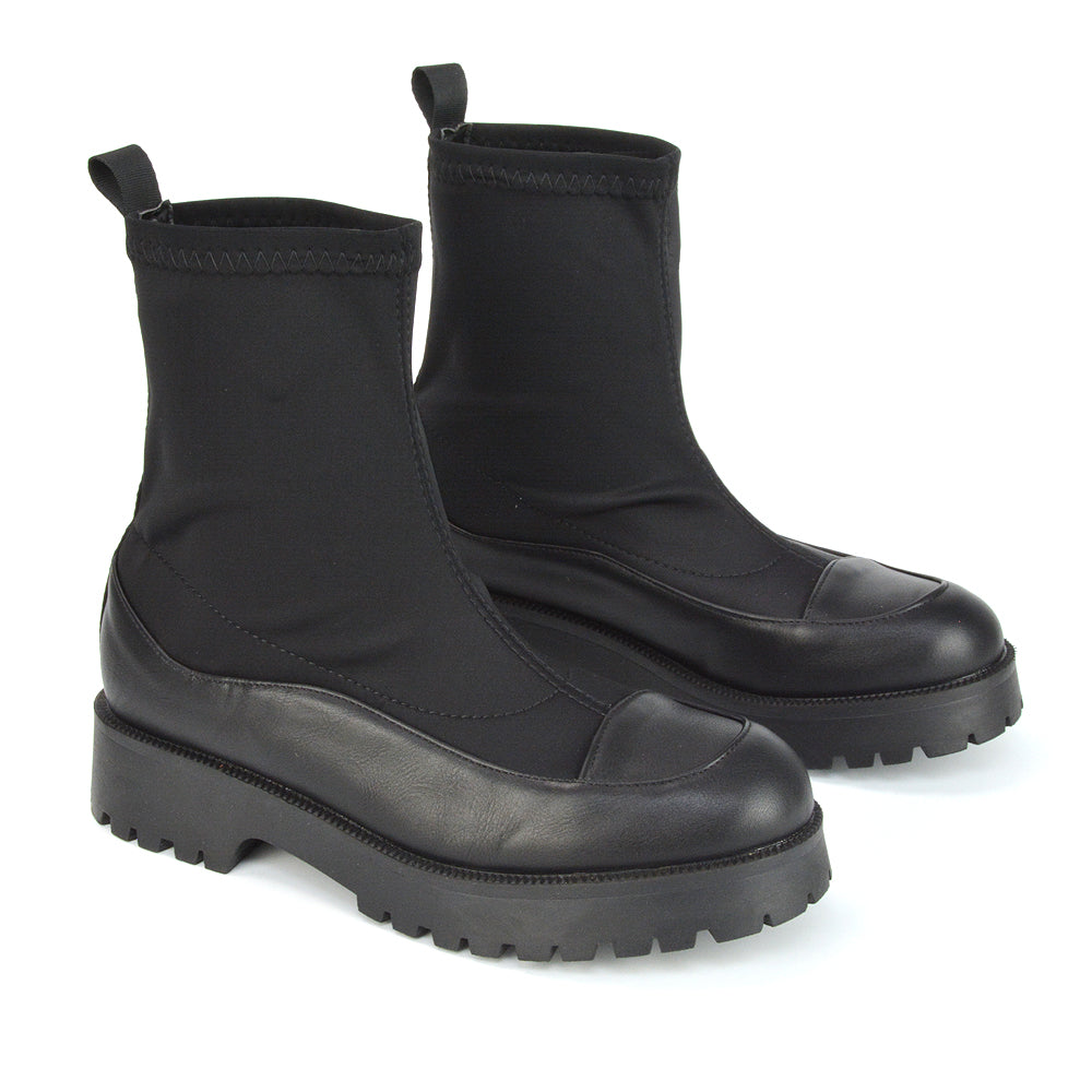 Black  | XY London | Womens Black Boots,Black Chunky Boots,Black Boots Women,Black Slip On Boots,Black Biker Ankle Boots