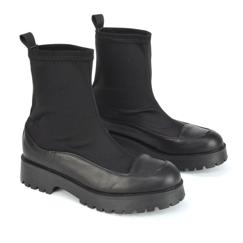 Black  | XY London | Womens Black Boots,Black Chunky Boots,Black Boots Women,Black Slip On Boots,Black Biker Ankle Boots