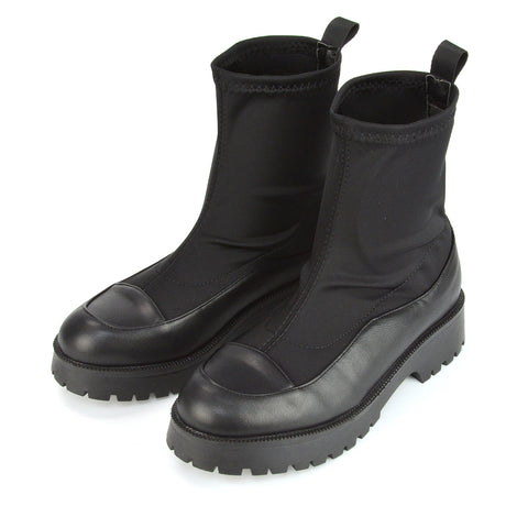 Black Synthetic Leather | XY London | Black Boots,Black Ankle Boots,Black Sock Boots, Black PU Boots, Black Sock Ankle Boots, Black Ankle Boots,Black Sock Ankle Boots,Black Biker Boots