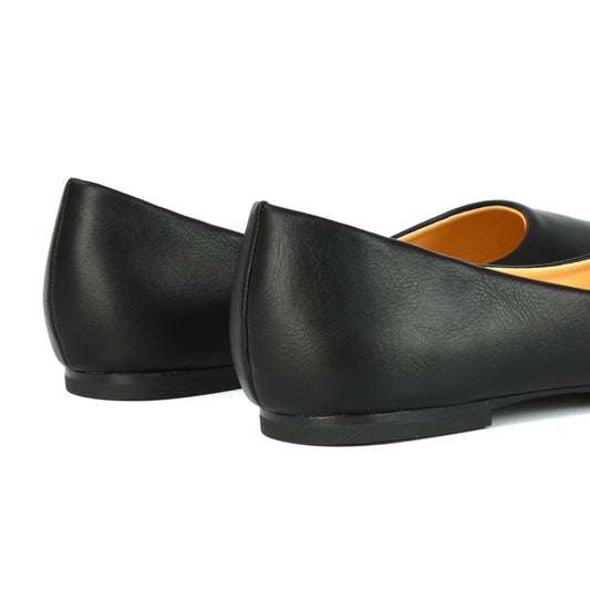 Black Synthetic Leather| XY London | Black Pumps,Black Flats,Black Ballerina Pumps,Black Pump Shoes