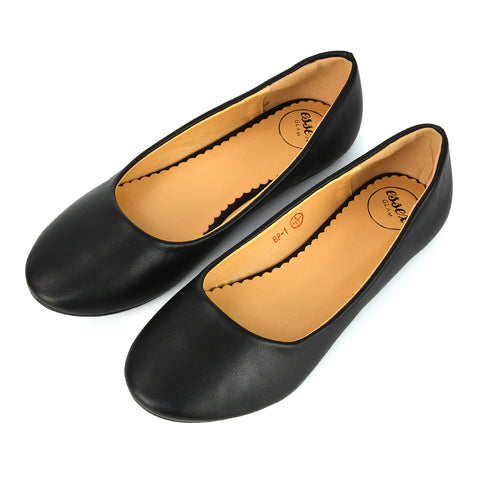 Black Synthetic Leather| XY London | Black Pumps,Black Flats,Black Ballerina Pumps,Black Pump Shoes