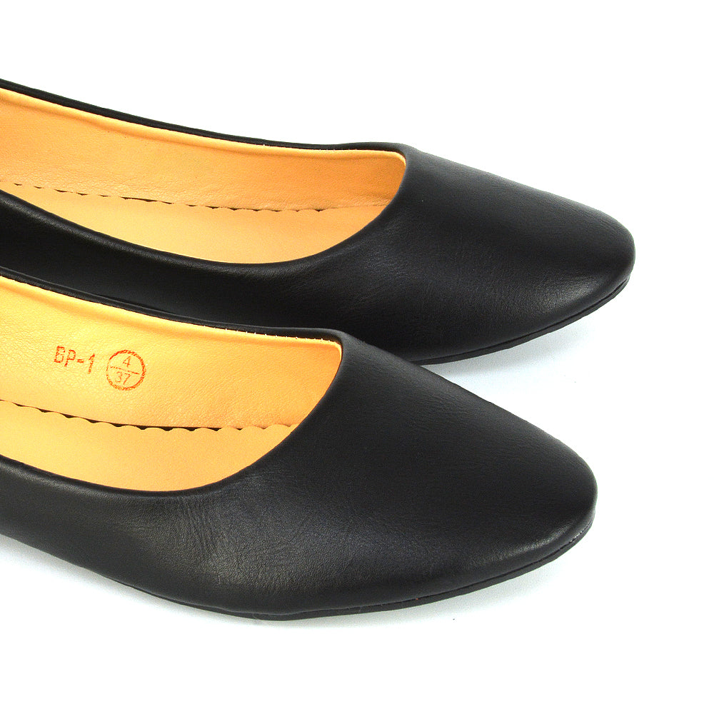Black Synthetic Leather| XY London | Black Pumps,Black Flats,Black Ballerina Pumps,Black Pump Shoes