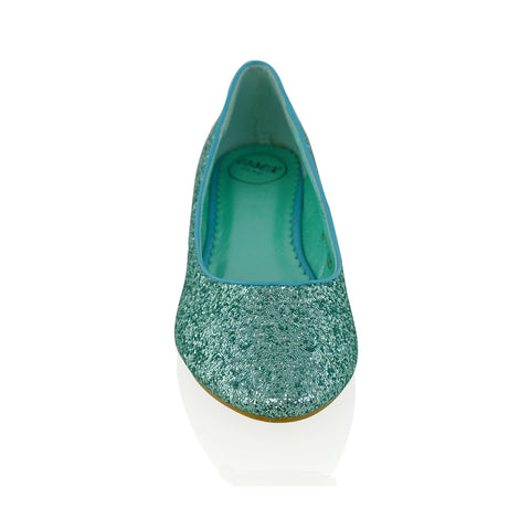 Turquoise | XY London | glitter pumps,glitter pump shoes,glitter ballerina shoes,glitter bridal shoes