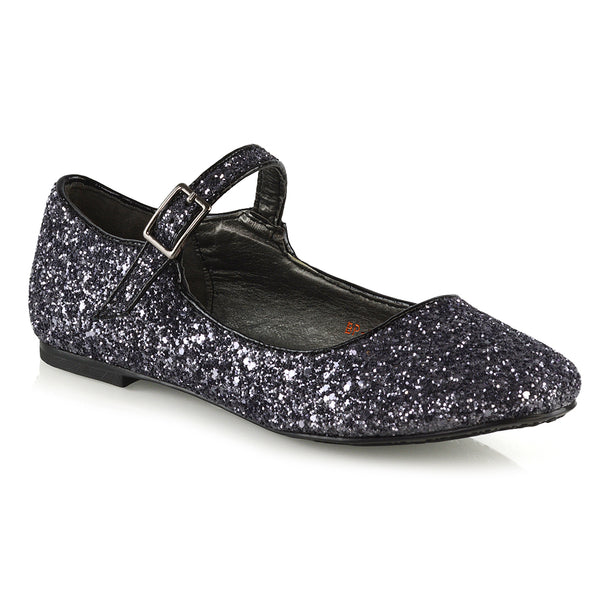 Amanda Buckle Up Strappy Ballerina Pump Flat Bridal Shoes Glitter