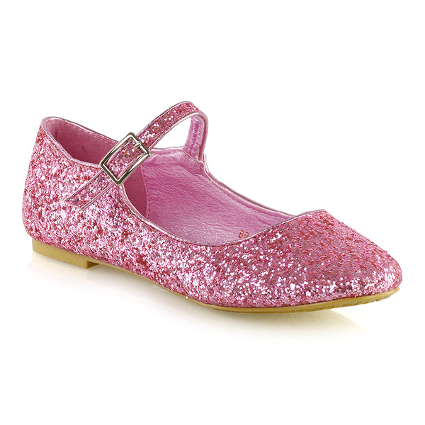 Amanda Buckle Up Strappy Ballerina Pump Flat Bridal Shoes Glitter
