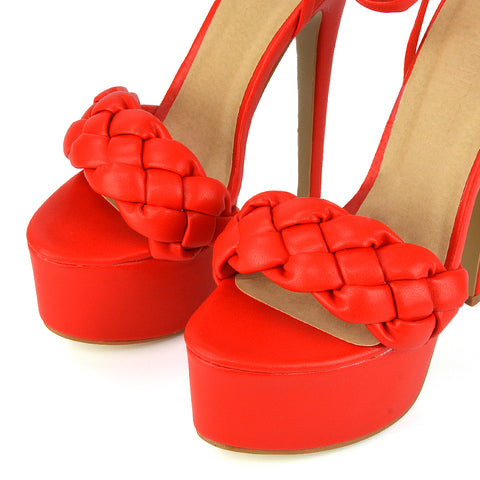 | XY London | Orange Platform Heels,Orange Lace Up Heels,Orange Stilettos,Orange Woven Strap Heels