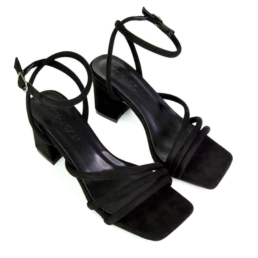 Mid block heel sandals black shop
