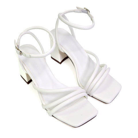 White | XY London | white heels,white high heels,white mid heels,white block heels,white mid block heel sandals
