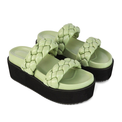 | XY London | Mint Woven Strap Sandals,Mint Flatform Sandals,Mint Flatforms,Mint Wedges