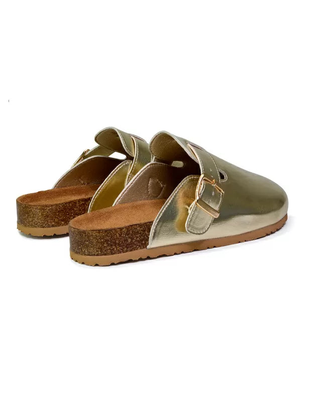 gold sandals, gold flat sandals, sandals, flat sandals, women's sandals, women's holiday sandals, gold clog sandals, gold clogs
