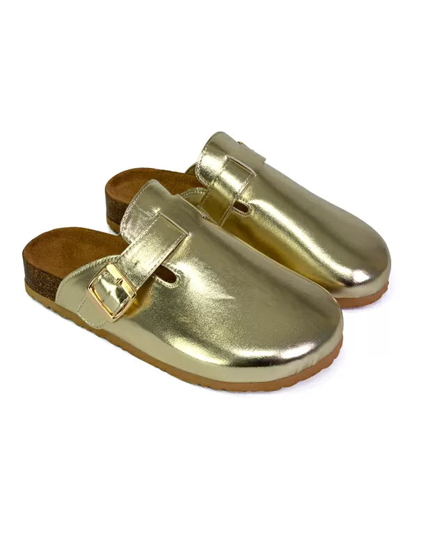 gold closed toe sandals, gold slip on closed toe sandals, closed toe sandals, slip on closed toe sandals