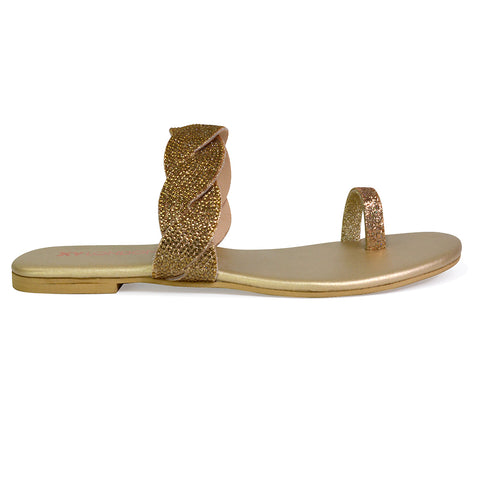 Gold  | XY London | gold sandals,gold toe post sandals,gold sparkly sandals,gold woven sandals,gold diamante sandals