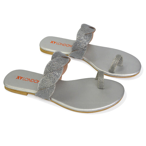 | XY London | black sandals,black sparkly sandals,black toe post sandals,black woven sandals,black diamante sandals