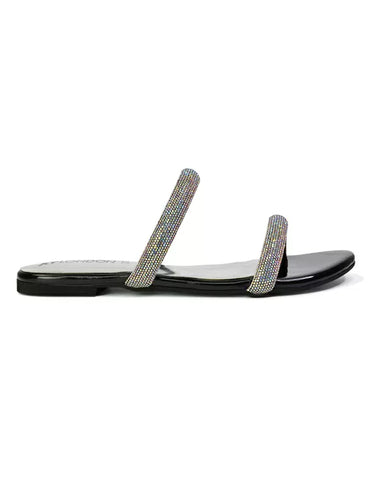 Black | XY London | black sandals,black flat sandals,black diamante sandals,black diamante flat sandals,black bridal flats