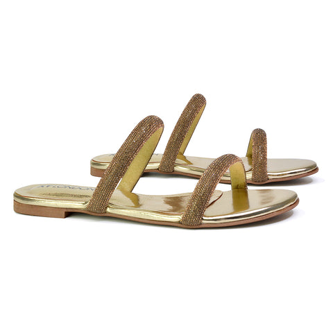 | XY London | gold sandals,gold flat sandals,gold diamante sandals,gold diamante flat sandals,gold bridal flats