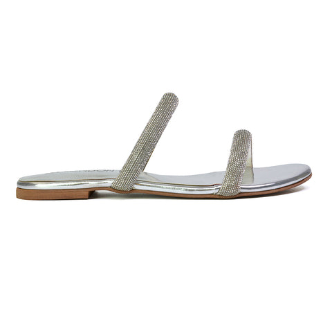 | XY London | silver sandals,silver flat sandals,silver diamante sandals,silver diamante flat sandals,silver bridal flats