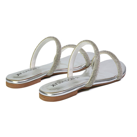 | XY London | gold sandals,gold flat sandals,gold diamante sandals,gold diamante flat sandals,gold bridal flats