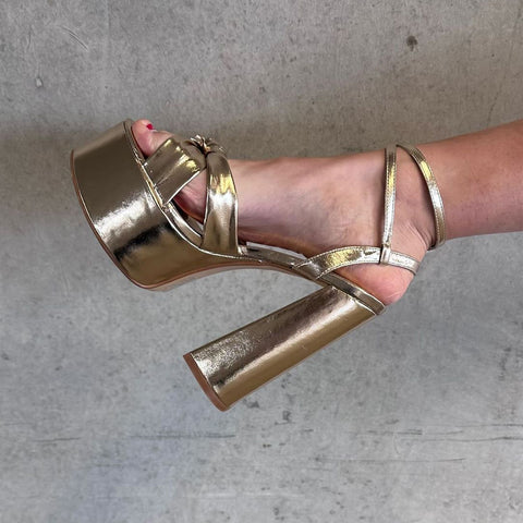  | XY London | gold heels,gold high heels,gold platform heels,gold block heels,gold strappy heels