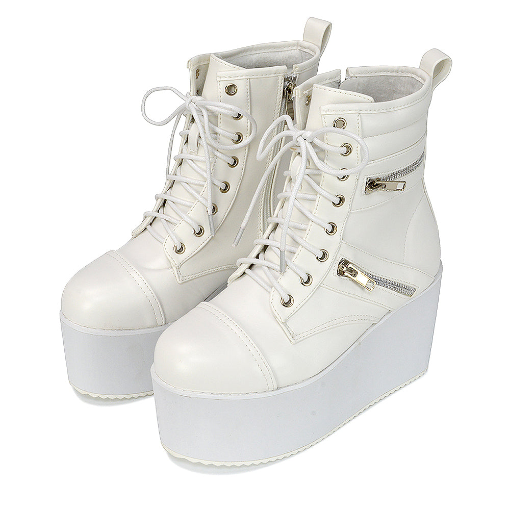 Platform ankle boots white 2025