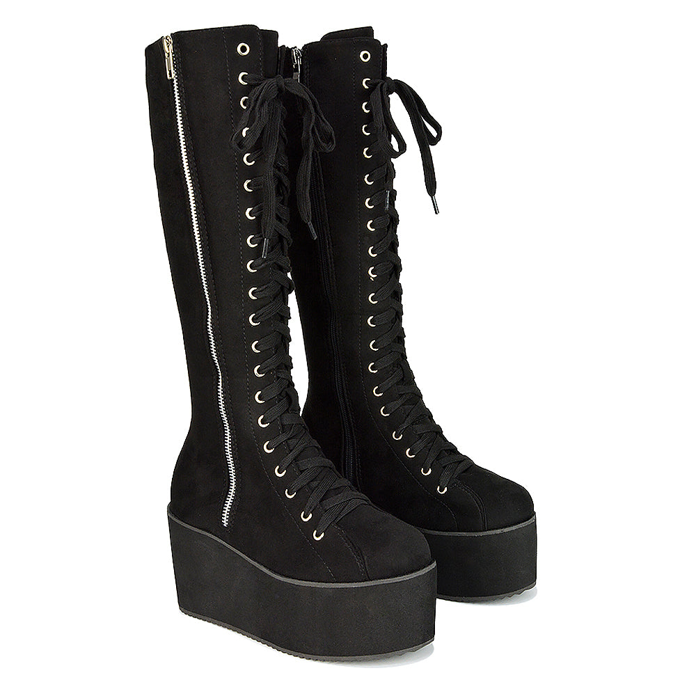 Flatform knee high boots clearance