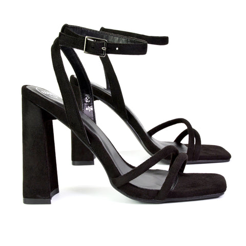  | XY London | black heels,black high heels,black block heels,black block high heels,black strappy heels