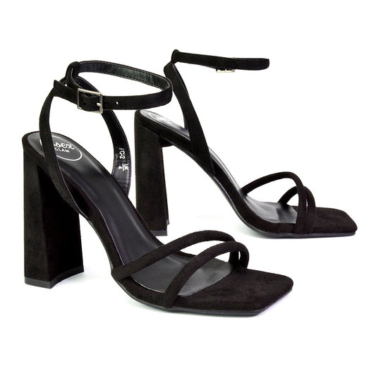  | XY London | black heels,black high heels,black block heels,black block high heels,black strappy heels