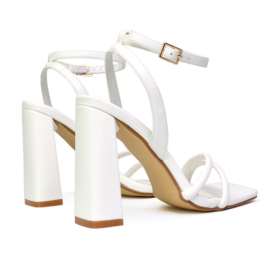 | XY London | white heels
,white high heels ,white block heels,white block high heels,white strappy heels
