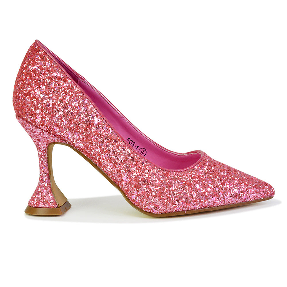 Pink Glitter Shoes Sparkly Court Shoes XY London xylondon