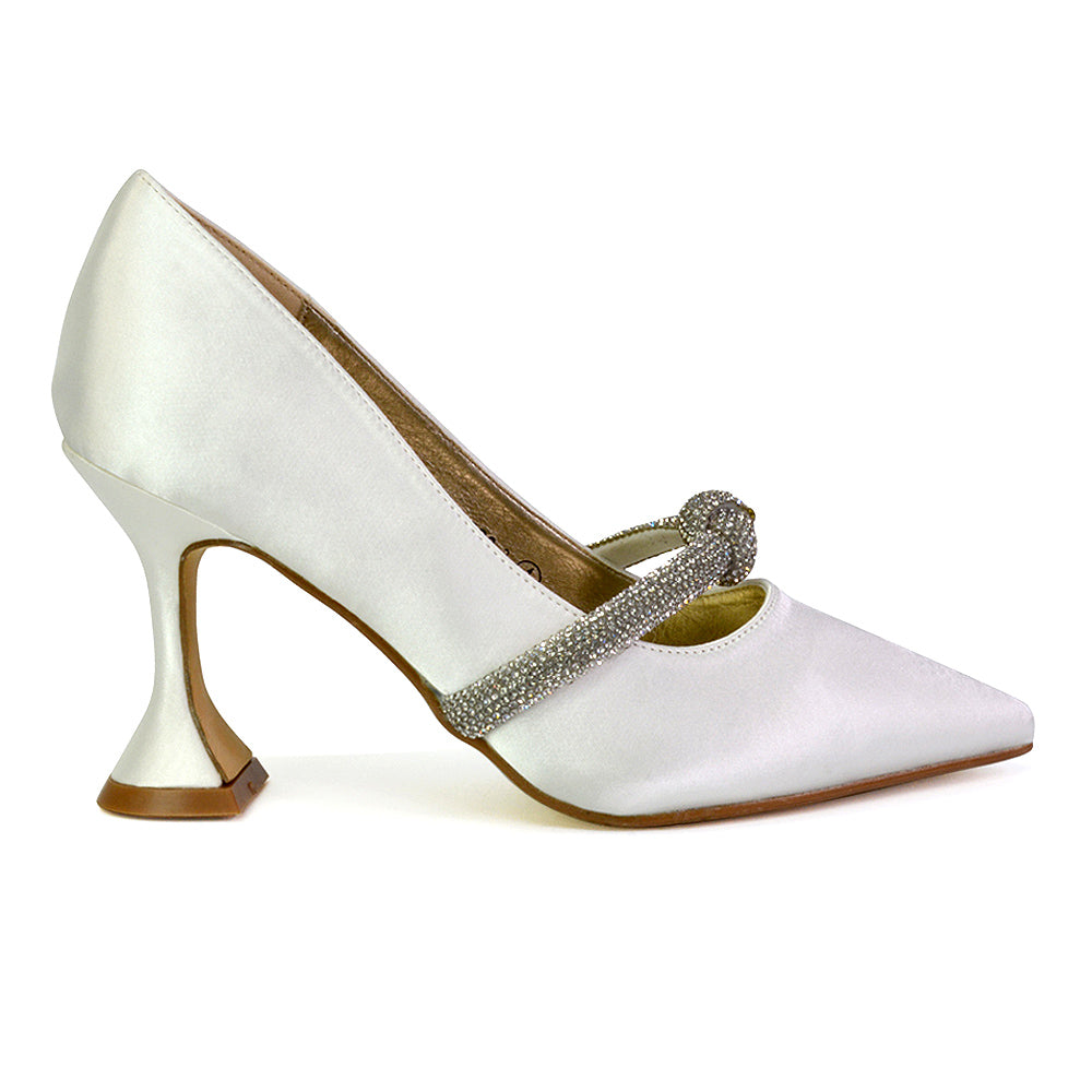 | XY London | ivory heels,ivory high heels,ivory flared heels,ivory court shoes,ivory bridal heels