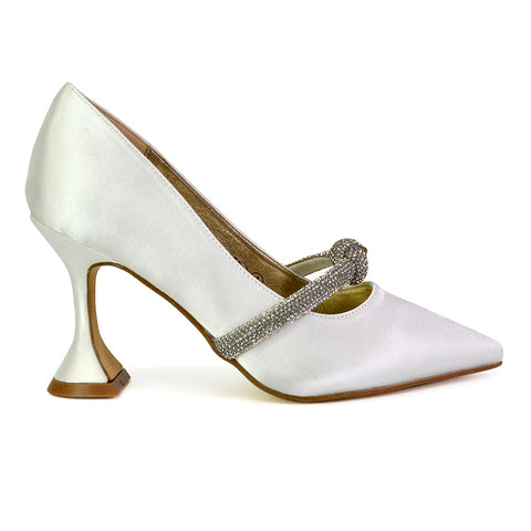 | XY London | ivory heels,ivory high heels,ivory flared heels,ivory court shoes,ivory bridal heels