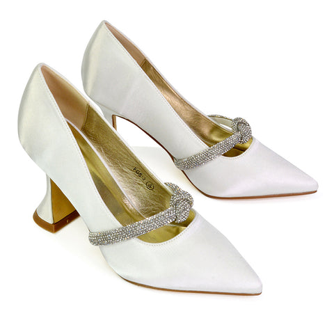 | XY London | ivory heels,ivory high heels,ivory flared heels,ivory court shoes,ivory bridal heels