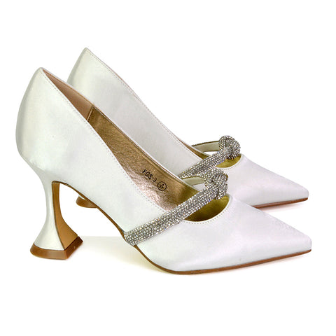 | XY London | ivory heels,ivory high heels,ivory flared heels,ivory court shoes,ivory bridal heels