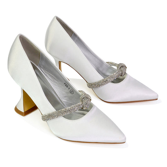 | XY London | white heels,white high heels,white flared heels,white court shoes,white bridal heels