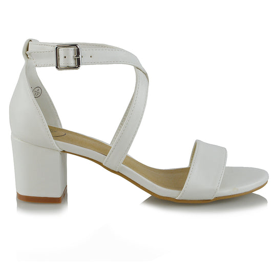 | XY London | Strappy Heels,White Low Heels,Faux Suede heels