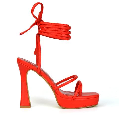 Green Synthetic Leather | XY London | green heels,green high heels,green platform heels,green lace up heels