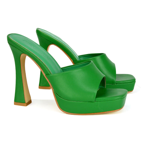| XY London | green mules,green mule heels,green square toe heels,green block heels