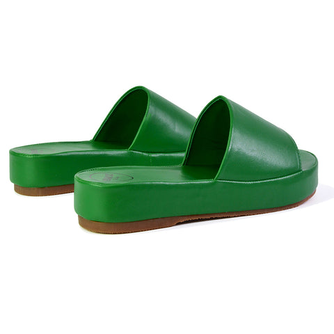 Green | XY London | green sandals,green flatforms,green sliders,green flat sandals