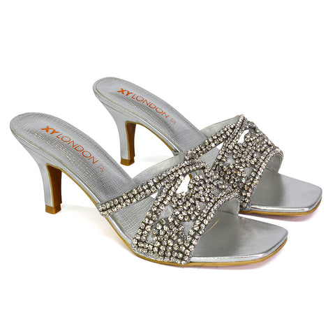 | XY London | black heels,black high heels,black bridal heels,black mules,black diamante heels