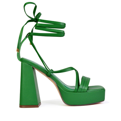 Green  | XY London | green heels,green high heels,green lace up heels,green platform heels