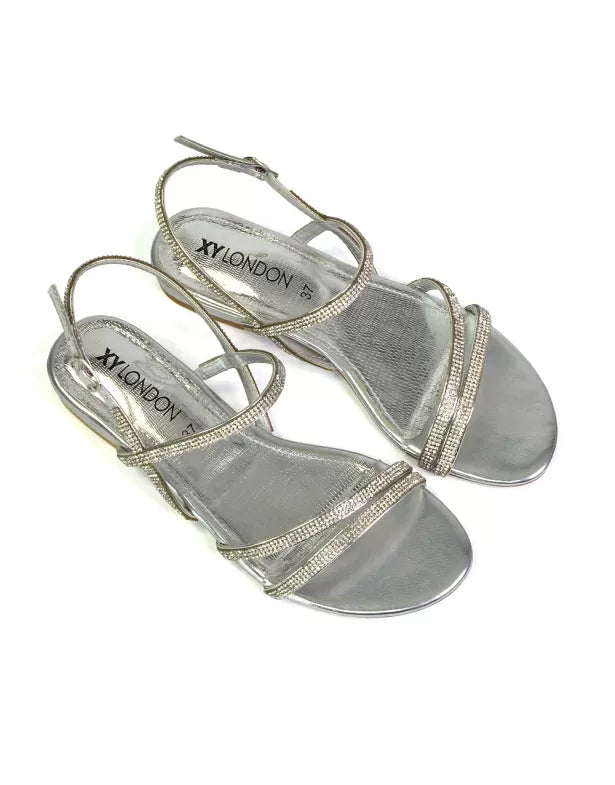 silver sandals, diamante sandals, silver summer sandals, silver holiday sandals