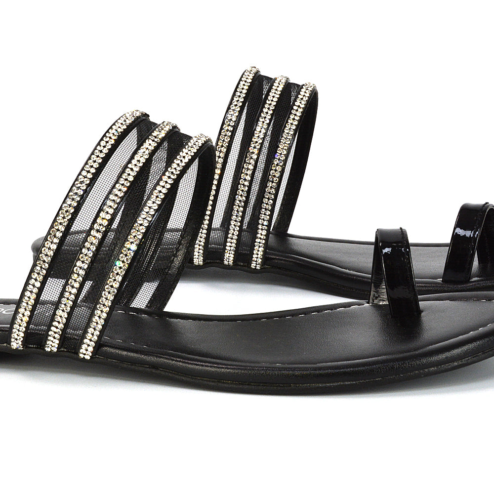 | XY London | Silver Toe Ring Sandals,Silver Diamante Sandals,Silver Strappy Sandals,Silver Embellished Sandals,Silver Summer Sandals,Silver Summer Shoes