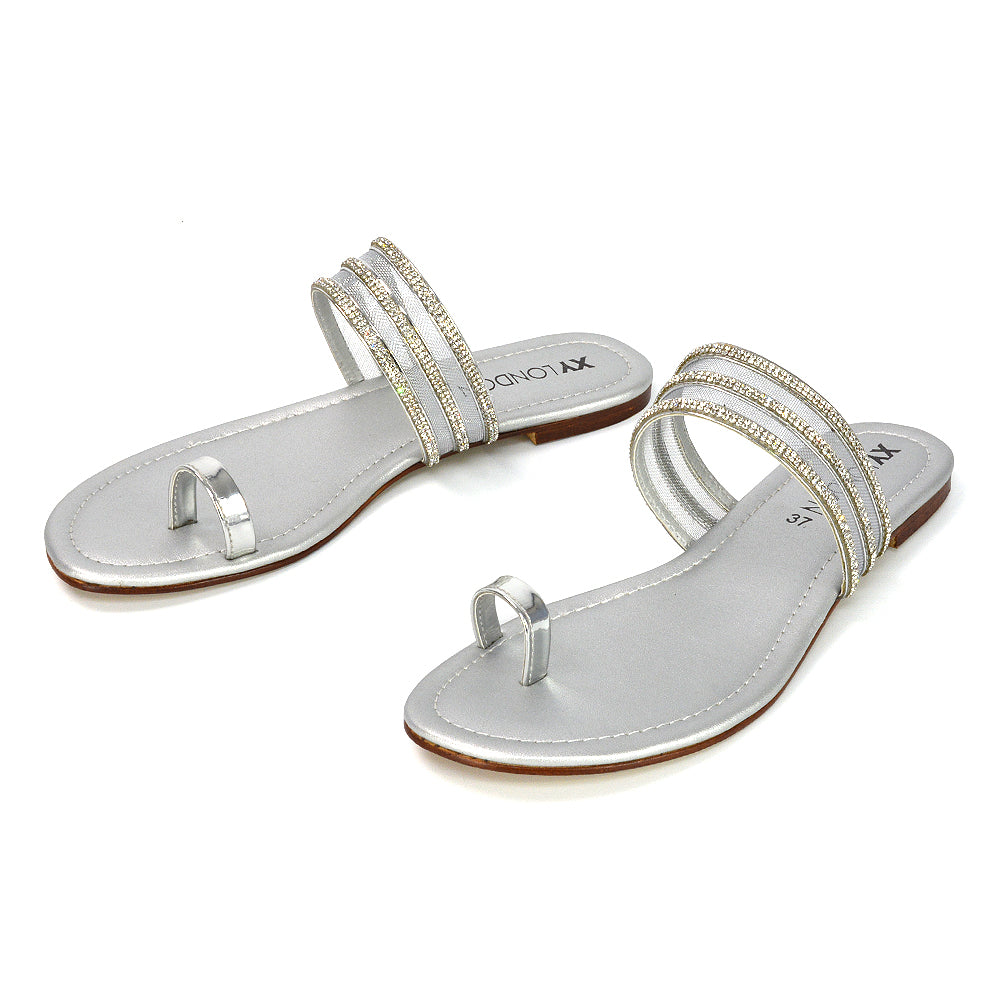 | XY London | Black Toe Ring Sandals,Black Diamante Sandals,Black Embellished Sandals,Black Strappy Sandals,Black Summer Sandals,Black Summer Shoes