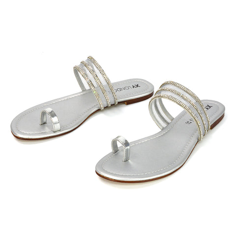 | XY London | Black Toe Ring Sandals,Black Diamante Sandals,Black Embellished Sandals,Black Strappy Sandals,Black Summer Sandals,Black Summer Shoes