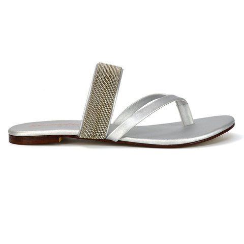 | XY London | Black Flat Sandals,Black Strappy Sandals,Black Diamante Sandals,Black Embellished Sandals,Black Toe Post Sandals,Black Diamante Strap Sandals
