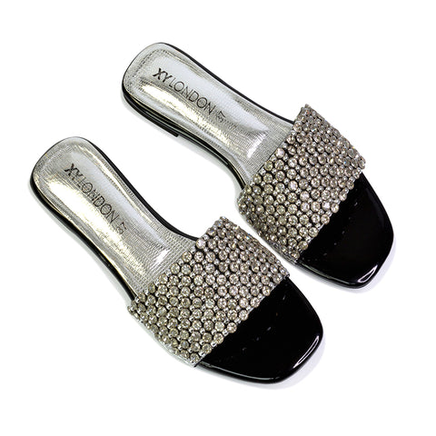 | XY London | pink sandals,pink flat sandals,pink diamante sandals,pink diamante flat sandals,pink diamante flat sandals,pink flats